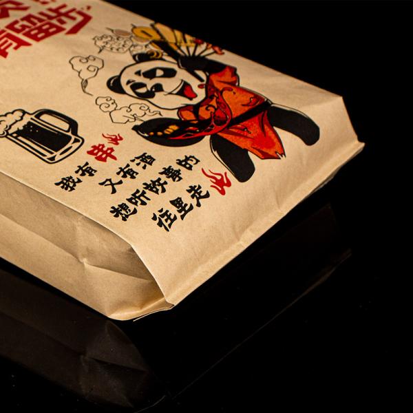 Insulated Aluminum Foil Lined Kraft Paper Bag for Custom Take Away Food Packaging BBQ