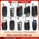 Black Hand Sewing Full Grain Leather Car Key Case For Volkswagen