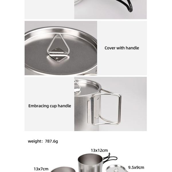 New Arrival 7 Pcs 304 Stainless Steel Camping Cookware Set Multi-person Soup Pot Set Outdoor Cooking Pot Set For Hiking