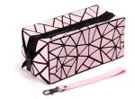 Foldable Makeup Toiletry Bag , Diamond Pattern PVC Cosmetic Travel Bag