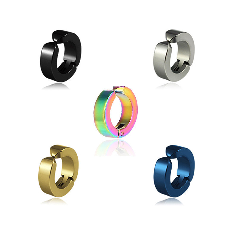 Ear Clip Non Piercing Earrings Fake Earrings for Men Circle Round Earring Fashion Jewelry Punk Rock Style