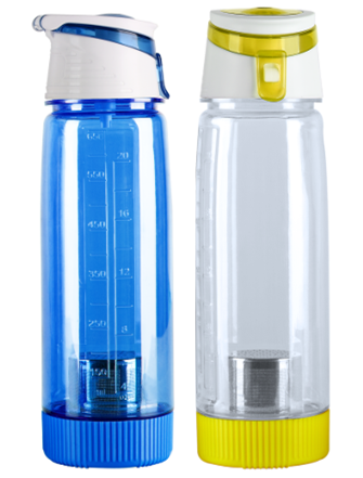 tritan water bottle with tea strainer with carabiner/keychain