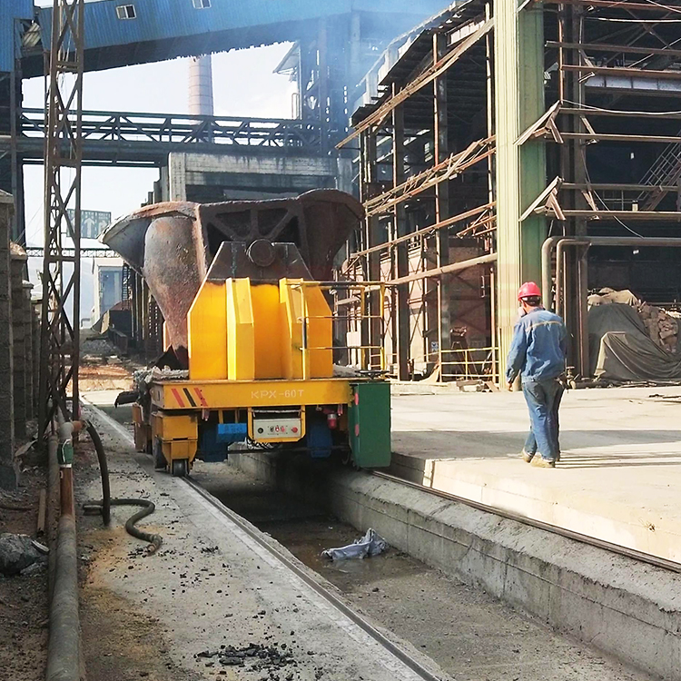 steerable heavy load ladle transfer cart with lifting table for industrial material handling