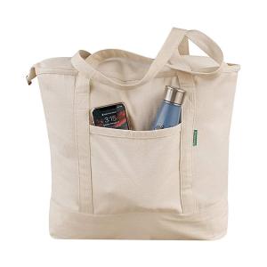 Wholesale Printed Zipper Canvas Tote Bag With Pocket Custom Logo from china suppliers