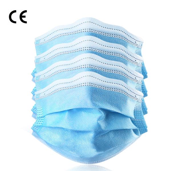 Disposable Earloop Non Woven 3ply Face Mask / Blue Disposable 3ply Face Mask For