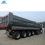 36 Cbm Semi Tipper 4 Axles Trailer , Semi Truck Dump Trailer High Tensile Mn