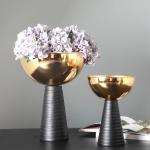 Decorative Flower Vase Round Wedding Decorative Gold Plated Vases Flower Bowls