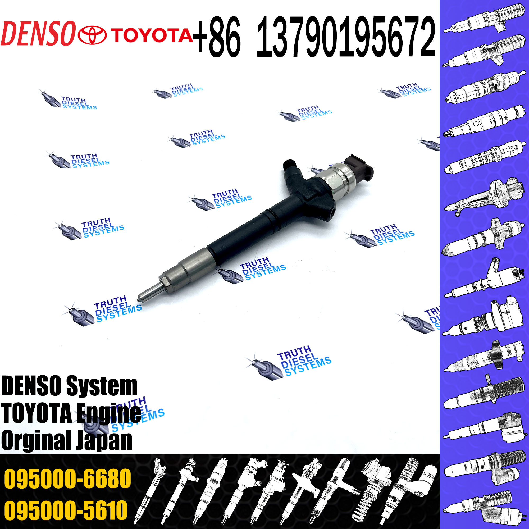 injector nozzle 23670-0R130 23670-09230 injector for Toyota 1AD-FTV 2AD-FTV common rail injector 095000-7320 095000-6680