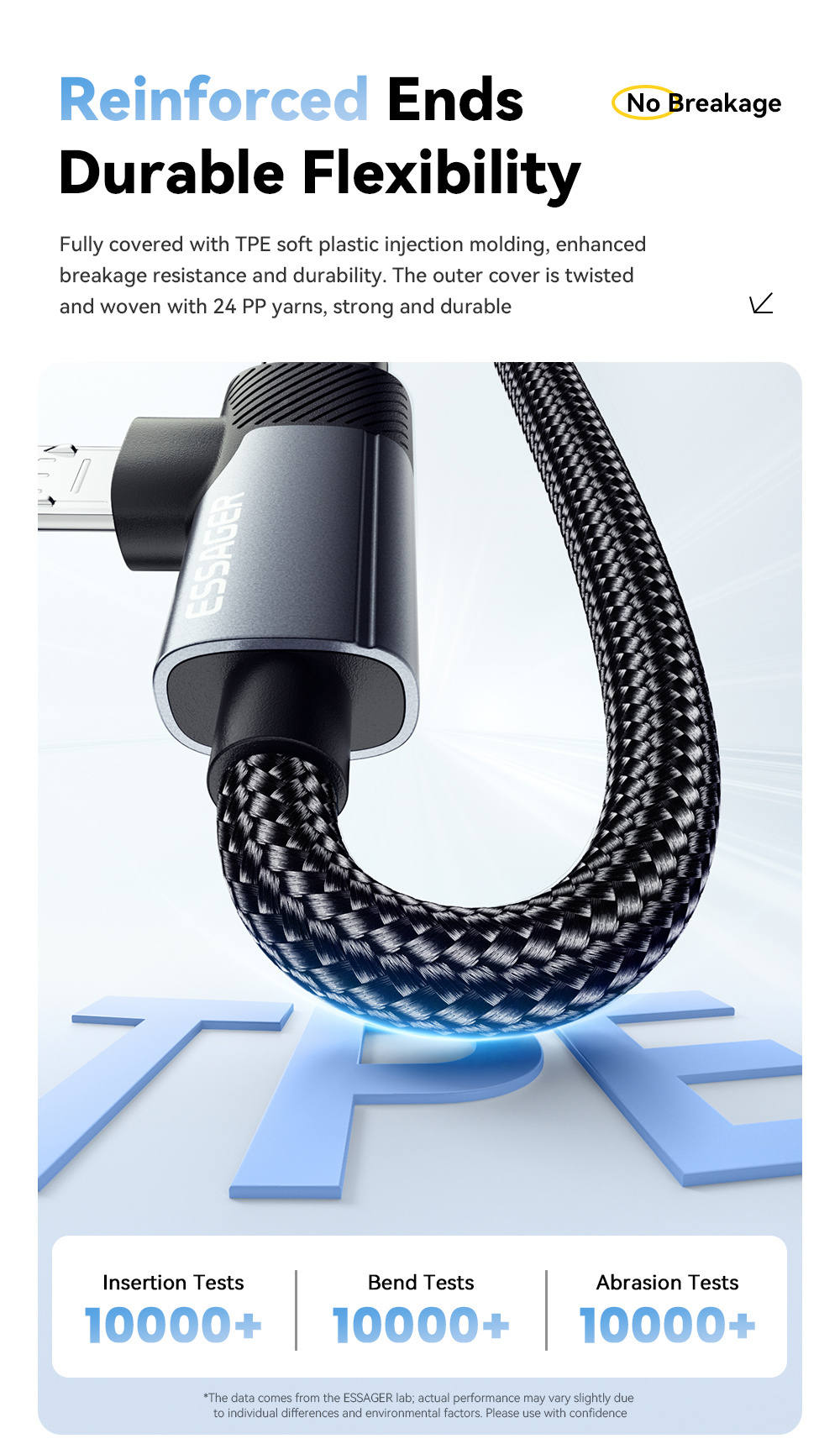 ESSAGER ES-X59 2 In1 Usb To Micro USB C Fast Charging Cables 7A Pd 100W