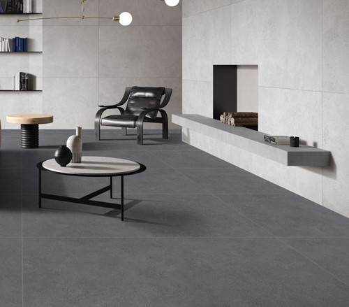 Digital Glaze R9 Cement Look Ceramic Floor Tiles Dark Grey