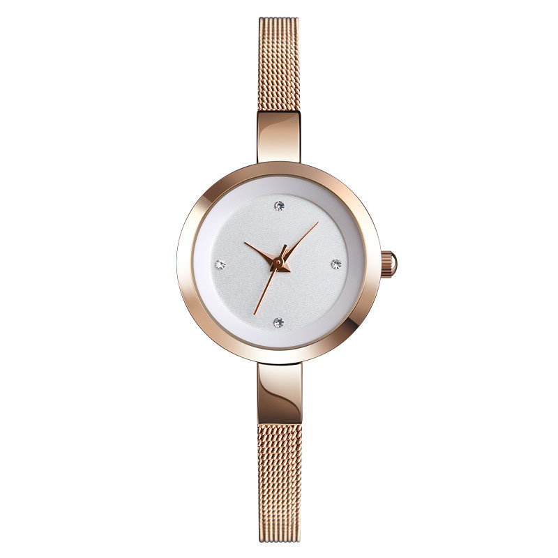 Waterproof Women'S Stainless Steel Bracelet Watch Mineral Reinforced Glass Dial Window
