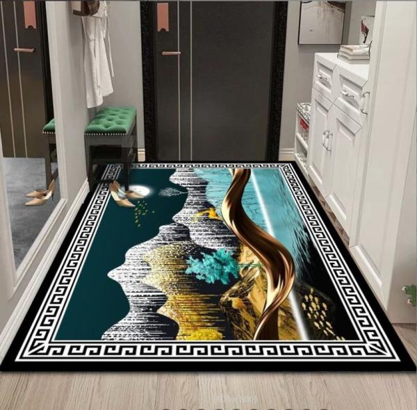 Polyester Fiber Entrance Door And Living Room Floor Carpet Plant And Flower