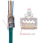 24 AWG Network Cable Assembly RJ45 Through Connector