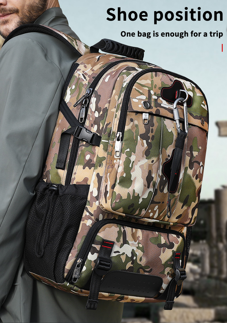 Oxford 65 Liter Hiking Backpack Camouflage Hiking Backpack OEM/ODM