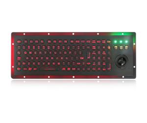 Wholesale Industrial Metal Backlit USB Keyboard With 25mm Optical Trackball For Outdoor Application from china suppliers