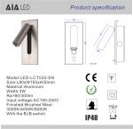 Adjustable stainless steel flexible LED headboard reading light modern aluminum
