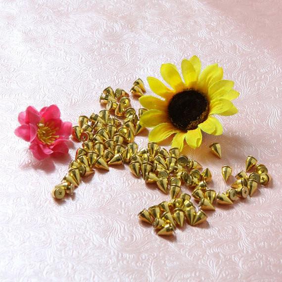 9.5mm Gold Color Metal Bullet Rivet Spikes Stud Punk