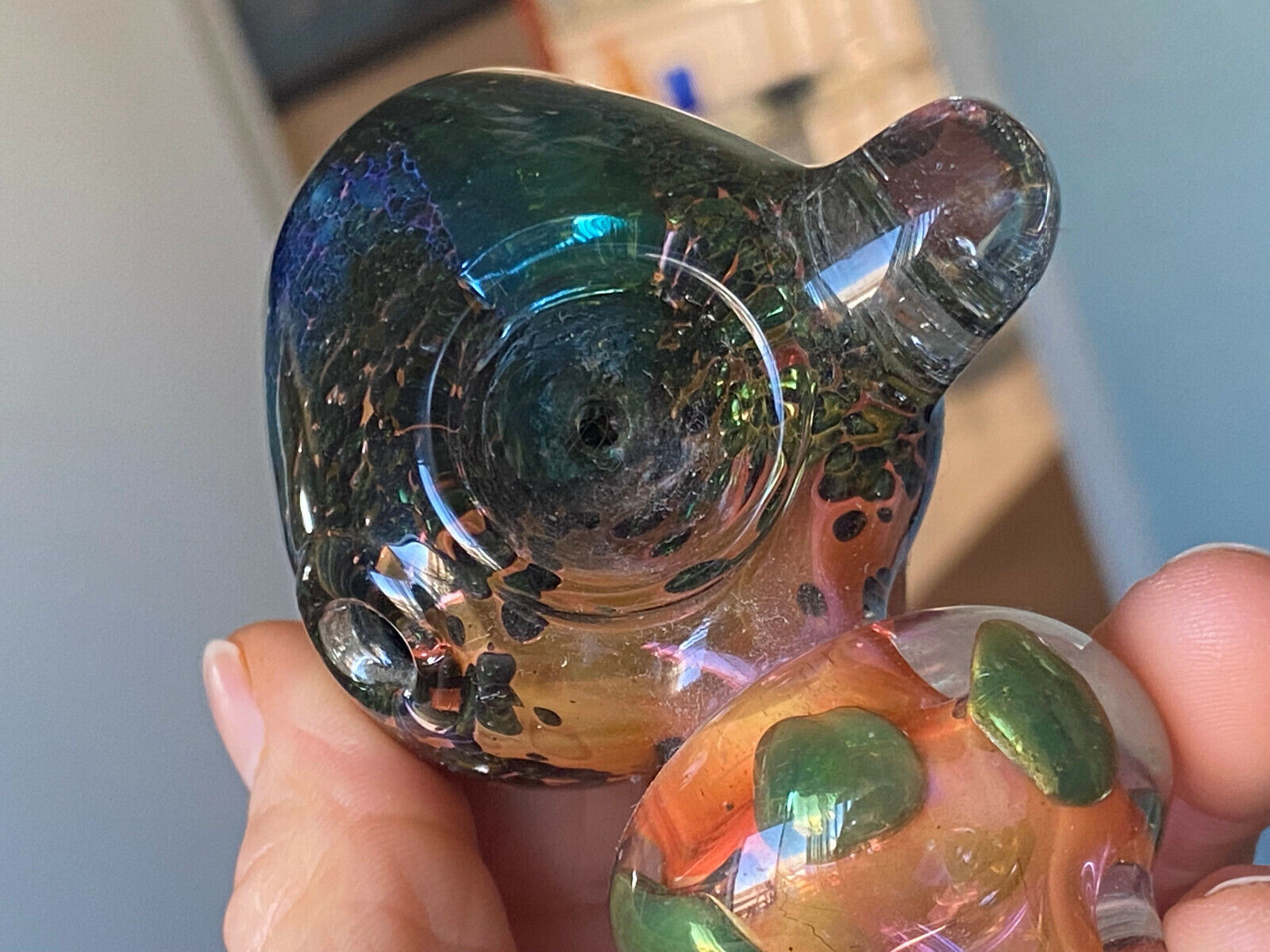 4.5" Hand Blown Glass Tobacco Pipes Blue Blizzard / Orange Yellow Wigs