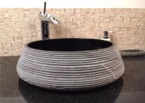 China Black Granite Stone Bath Sink High Polish Natural Stone Sink For Hotel on sale