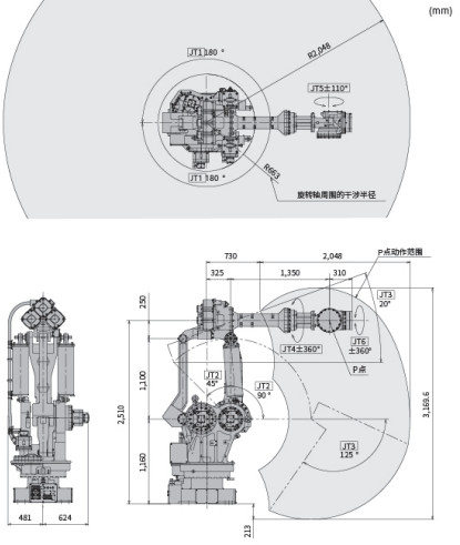Floor Mounting Kawasaki Robot Arm MX420L Use For Fitting Handling Welding