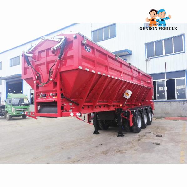 Genron Brand V - Type Automatic 3 Axles Crawler Dump Semi Truck Trailer Export
