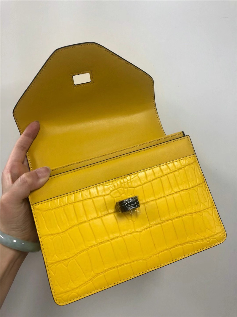 Authentic Crocodile Belly Skin Women Small Orange Purse Lady Chain Handbag Genuine Alligator Leather Female Shoulder Bag