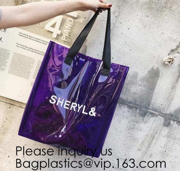 Vinyl Tote Bags Shoulder Handbag,Gym Zippered Tote Bag with Adjustable Shoulder Strap and Wrist Strap for Work Sporting
