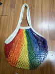 Organic Cotton Big Net Bag Womens Shopping Mesh Bags With Custom Logo Pocket