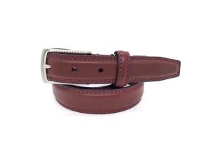 Wholesale 30mm Burgundy Women'S Genuine Leather Belts Feather Edge With Double Stitching from china suppliers