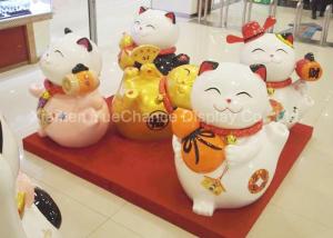 Wholesale White Color Shopping Centre Decorations Self Standing Fiberglass Fortune Cat Statues from china suppliers
