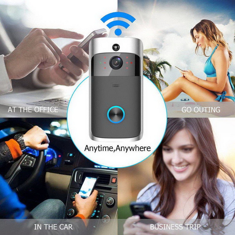 720P 15 Fps WIFI Video Doorbell Visual Recording Two Way Audio Doorbell
