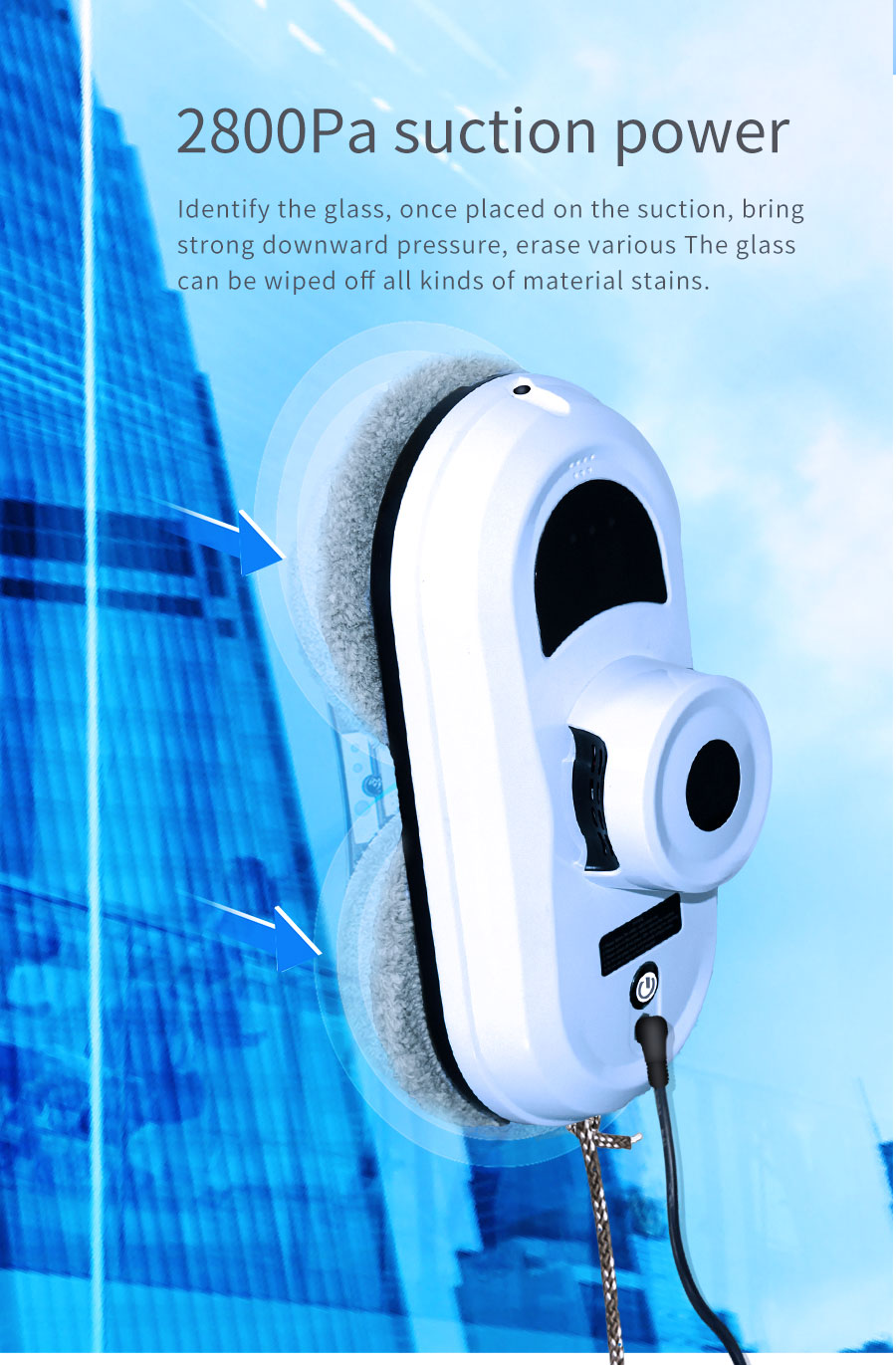 Professional Building Glass Cleaner 295*145*108 mm Intelligent Window Cleaning Robot