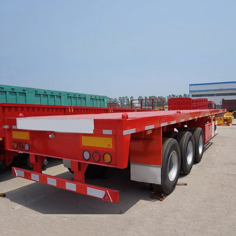 CIMC 2 Axle 30T high strength low alloy steel Q345 air or mechanical suspension 20ft Flatbed Container Semi Truck Trailer