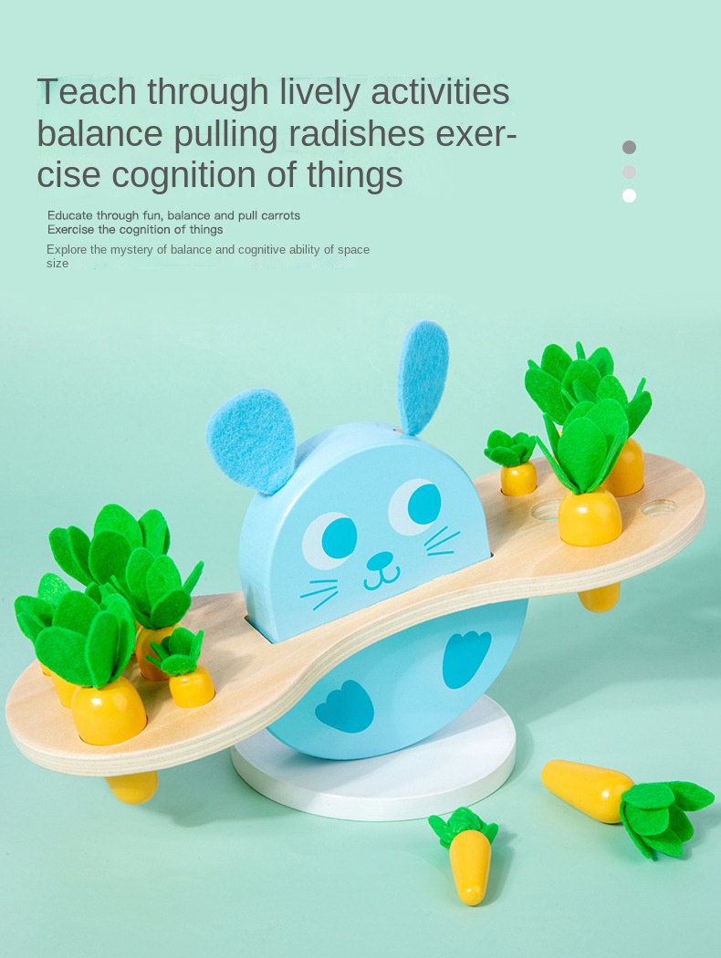 Wooden Rabbit Balance Building Block Radish Pulling Game