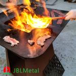 Backyard Corten Steel Wood Burning Fire Pit Barbecue BBQ Grill