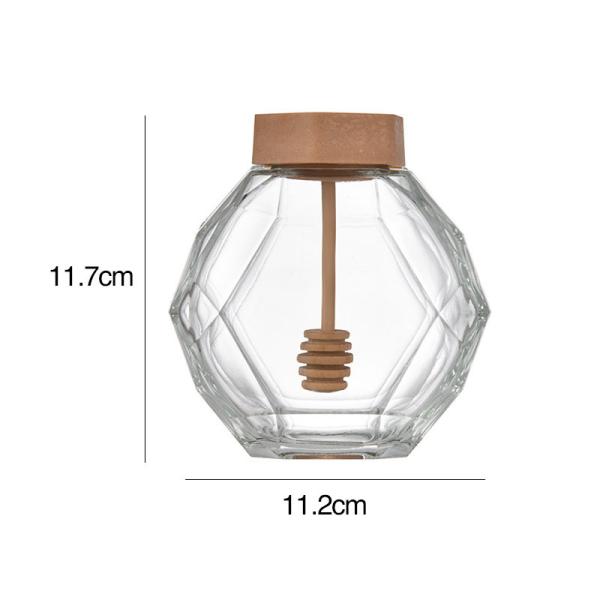 380ml Geometric Hexagon Glass Honey Jars With Metal Lid