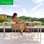 Customized Color Aluminum Frame Woven Rope Bar Stool Chair for Hotel Courtyard