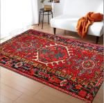 Ethnic Ancient European Flower Pattern Living Room Floor Mat Polyester Fiber