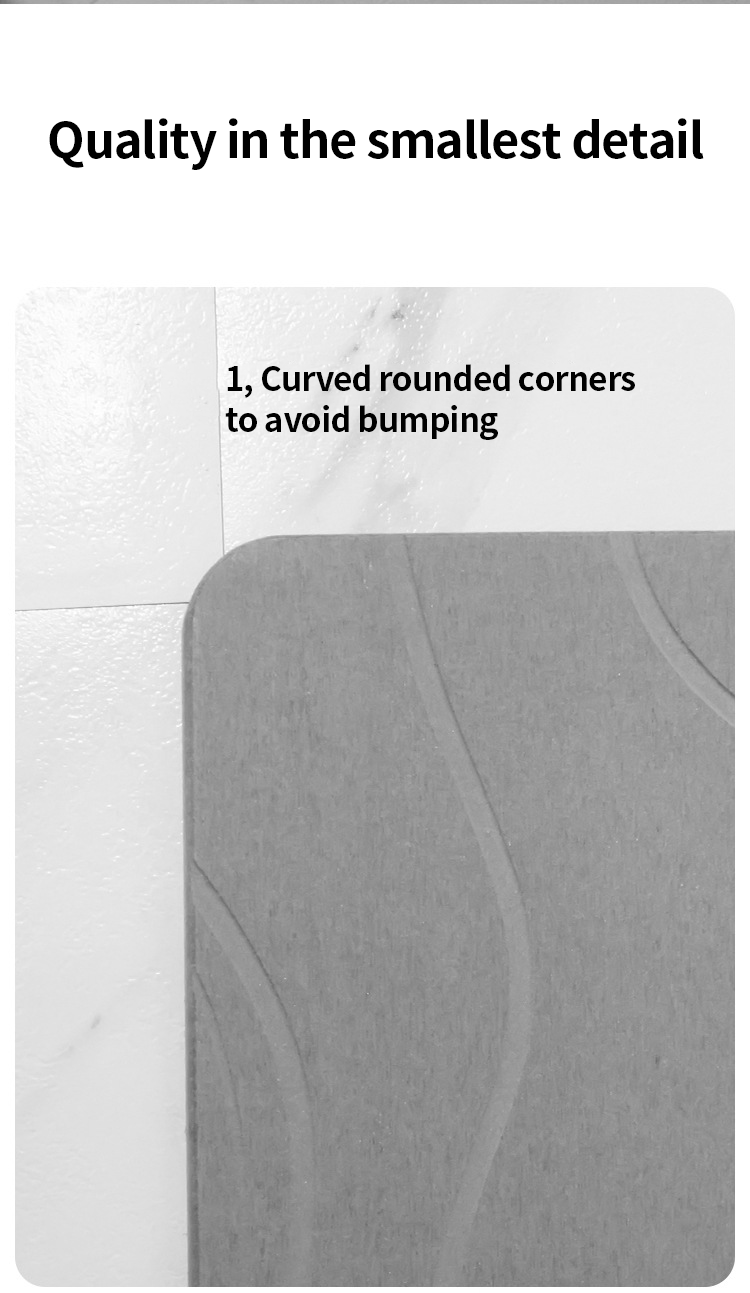 Non Anti Slip Quick Drying Diatomaceous Earth Stone Bath Mat Custom Size 60*39cm