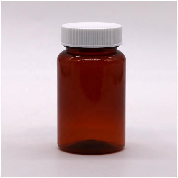 100ML PET Amber Plastic Pill/Vitamin/Capsule Bottle with Child Safety Cover and Screw Cap