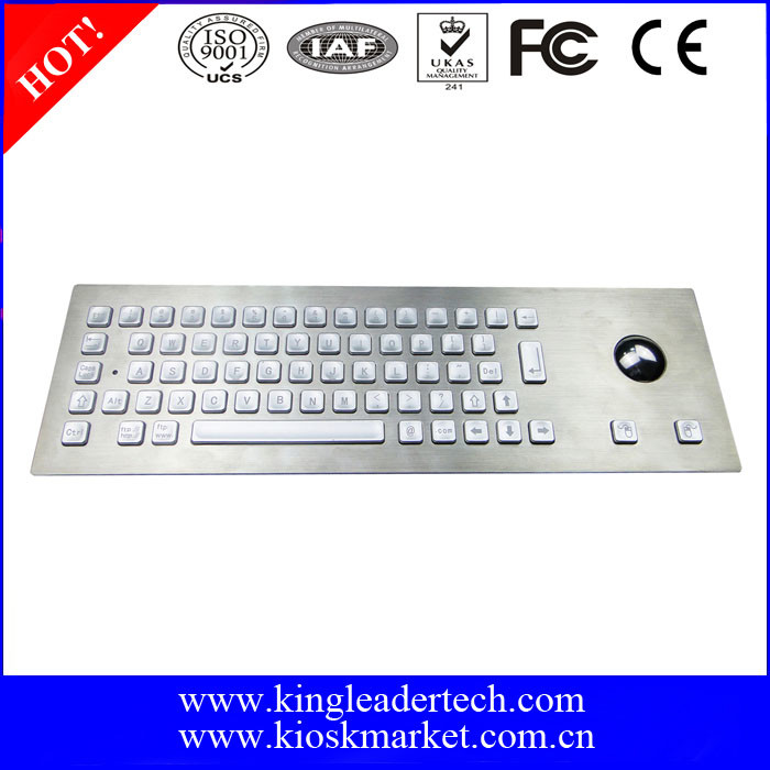 Backlight Panel mount rugged keypad Metal 65 full travel keys , integrated Trackball