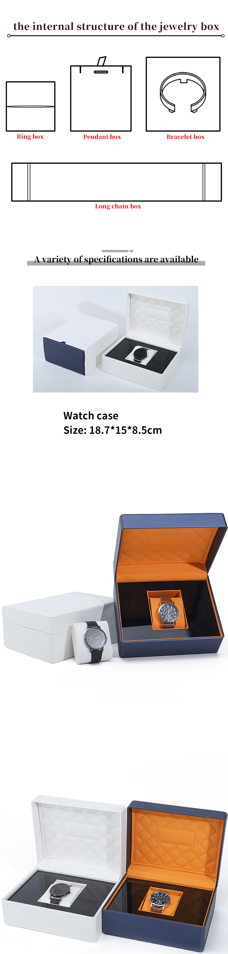 Soft Touch Lining PU Leather Watch Box Luxury Packaging with Sleek Wooden Internal
