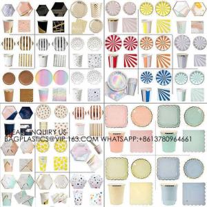 Wholesale Stamping Edge Hexagon Disposable Tableware Set Wedding Disposable Tableware Customized 7 Inch 9 Inch Printing Plate from china suppliers