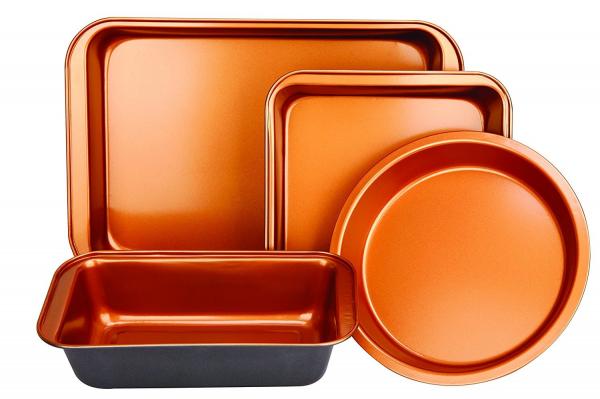 Quality Copper Bakeware Set Oblong Rectangular Pan Brownie Pan Round Cake Pan and Meat Loaf Pan for sale