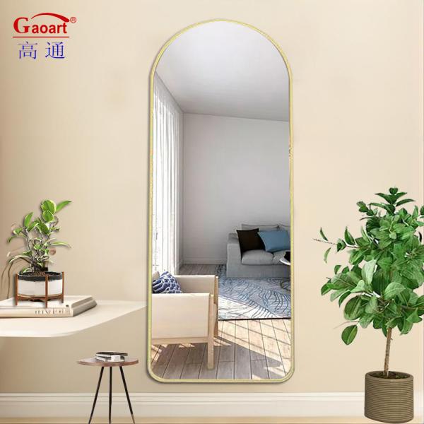 Large Salon Washroom Shaving Station Full Length Body Mirror with Gold Frame and