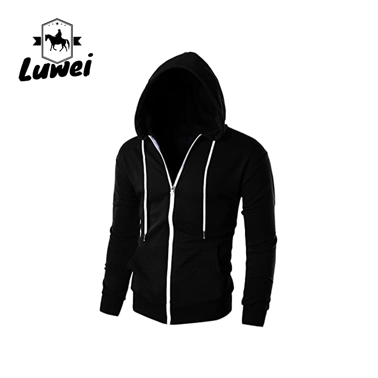 Custom Drawstring Gym Long Sleeve Mens Plain Over Size Sweatshirt Pullover Slim Fit Lightweight Zip-up Sports Hoodie