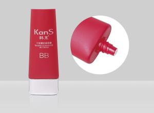 Wholesale PCR PE Plastic Liquid Foundation Empty Makeup Tubes D35mm 35-100ml With Electroplate Super Flat Cover Plastic Oval Tube from china suppliers