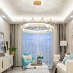 Round Creative Children Bedroom LED Crystal Pendant Light Clear Metal Gold