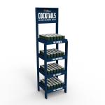 Pine Wood 5 Layers Cocktail Display Stand Display Rack with Wheels for Wine