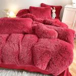 Ins Red Color Warm Mink Velvet Crystal Bedding Set for Winter Bed Linen Quilt